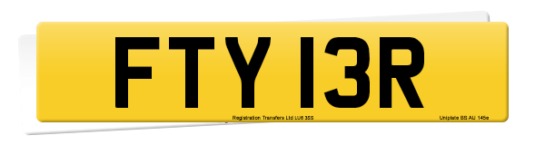 Registration number FTY 13R